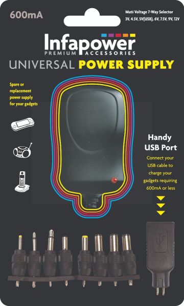 Infapower Multi Voltage Universal Power Supply - 600mA