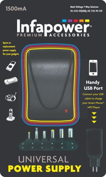 Infapower Multi Voltage Universal Power Supply - 1500mA