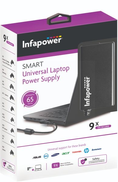 Infapower Smart Universal Laptop Power Supply - 65W