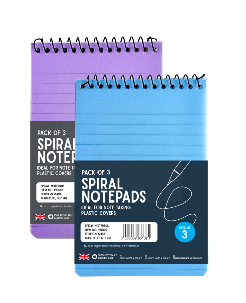 SPIRAL NOTEPAD - 6'' X 4'' - ASSORTED - PACK OF 3