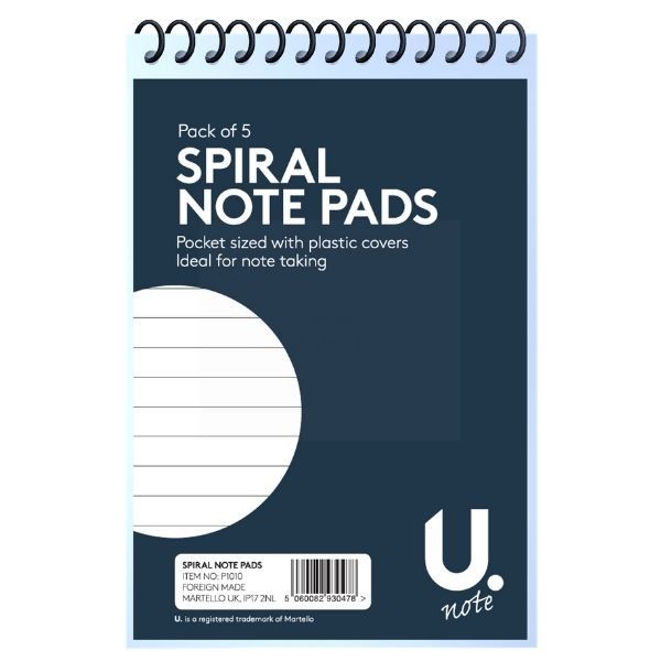 POCKET SIZE SPIRAL NOTEPAD - PACK OF 5