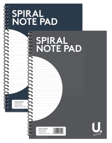 Spiral Writing Pad - Assorted - 200Mm x 28Mm  Spiral Pad Asst 1 - 40 Sheets Of Paper