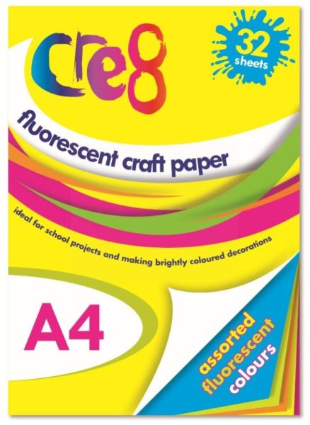 A4 Fluorescent Craft Paper - Assorted Colours