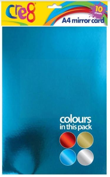 Cre8 A4 Mirror Card - Pack of 10 - Assorted Colours 