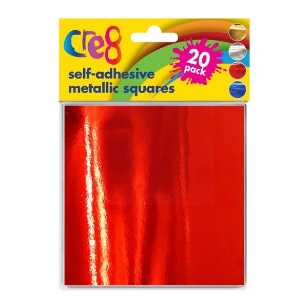 Cre8 Self-Adhesive Metallic Squares - Assorted Colours - 11 x 11cm - Pack of 20