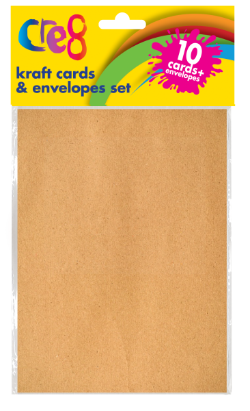Cre8 Kraft Card & Envelopes Set - 17 x 12.5cm - Pack of 10