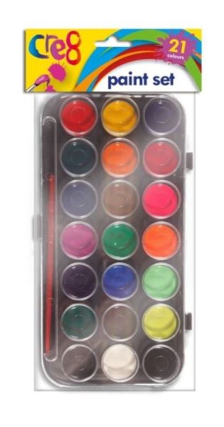 21 Colour Paint And Brush Palette Set