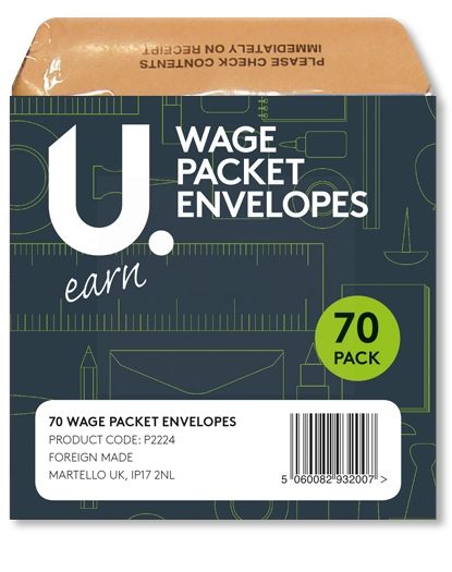 WAGE POCKET ENVELOPES - PACK OF 70