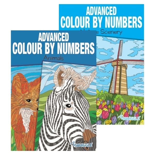 Squiggle Animals & Nature Advanced Colour By Numbers Book - Assorted Designs - 29.5 x 21cm - 0% VAT