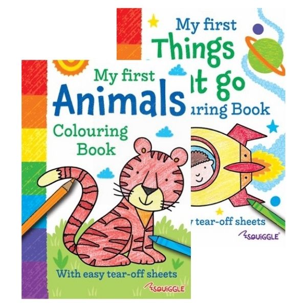 Squiggle My Animals & Things That Go Colouring Book - Assorted Designs - 24 x 17cm - 0% VAT