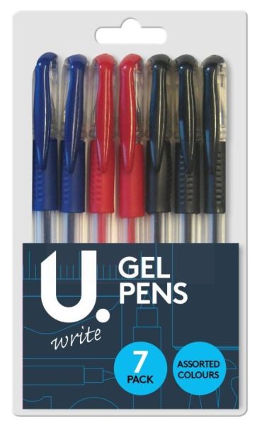 Gel Pens - 3 Assorted Colours - Pack Of 7