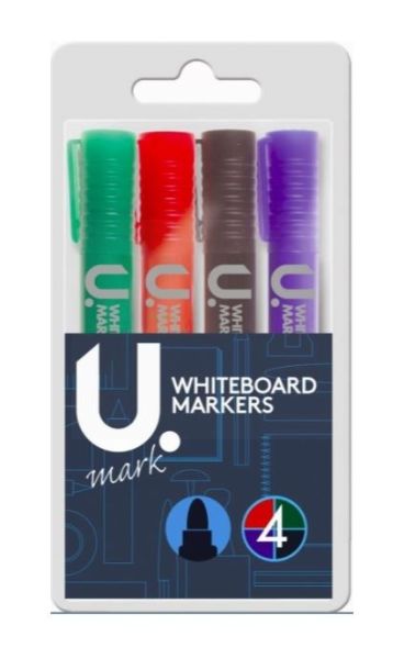 White Board Markers - Assorted Colours - Pack Of 4