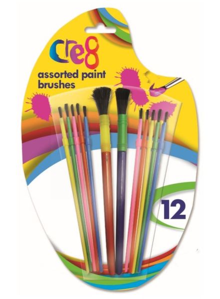 Paint Brushes For Artists - Assorted Sizes - Pack Of 12