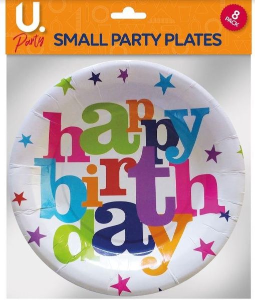 U Party Birthday Plates - Small - 17.5cm - Pack of 8