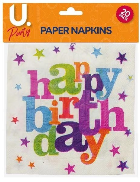 U Party Birthday Paper Napkins - Pack of 20