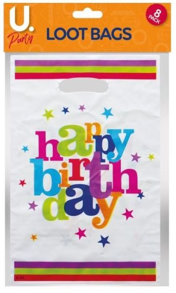 U Party Happy Birthday Loot Bags - Pack of 8 
