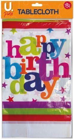 U Party Happy Birthday Table Cloth - 180cm x 120cm
