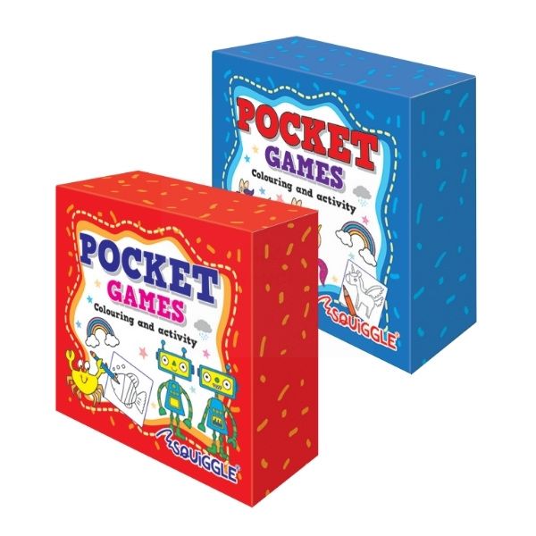 Squiggle Colouring and Activity Pocket Games - Assorted Games - 10 x 10 x 3cm