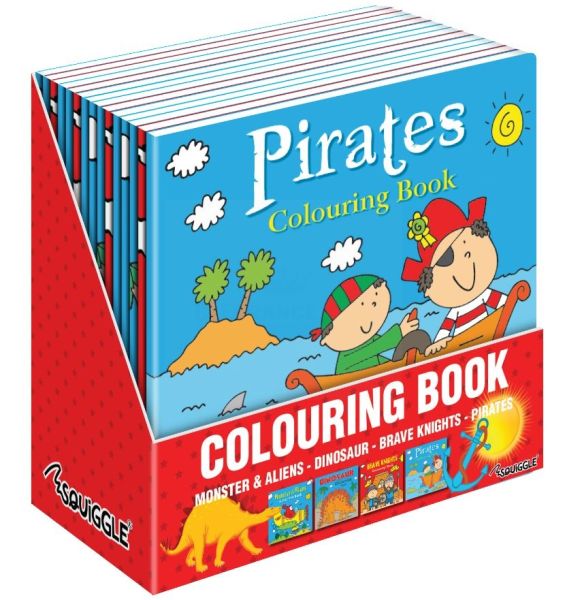 Boys Colouring Books - Assorted - Dinosaur/Pirates/Knights/Monsters - 21 x 21cm