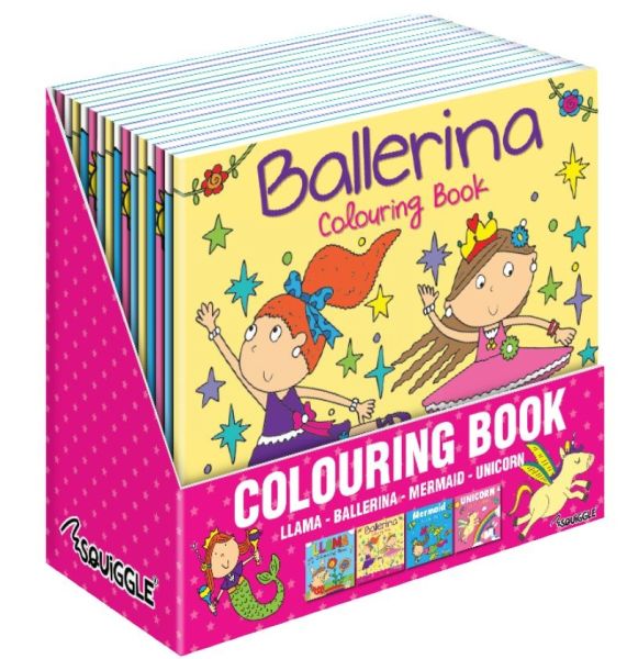 Girls Colouring Books - Assorted - Llama/Mermaid/Unicorn/Ballerina - 21 x 21cm