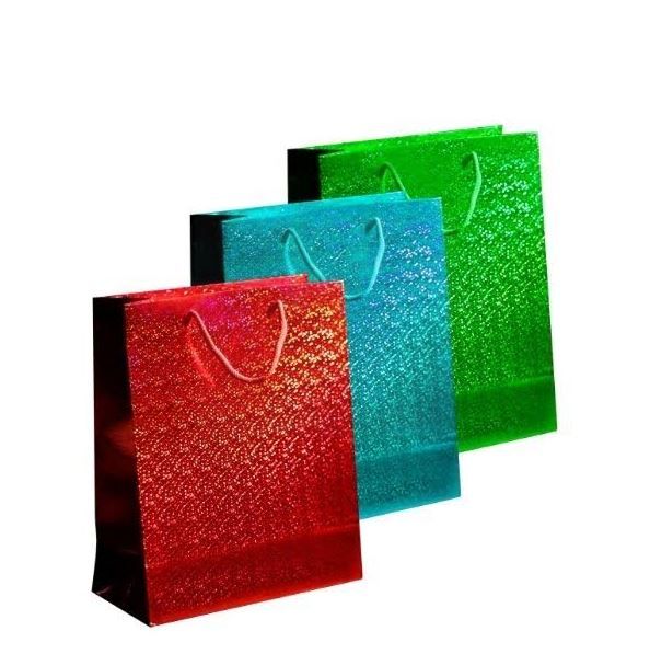 U Party Holographic Gift Bag with Handles - Medium - Red/Green/Blue - 23 x 18cm