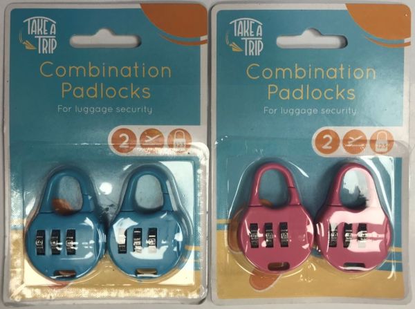 Take a Trip Combination Padlock Set - Pack of 2 - Assorted Colours