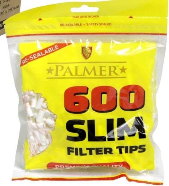 Palmer Premium Quality Slim Filter Tips - Pack of 600 Filter Tips