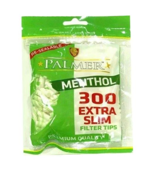 Palmer Premium Quality Extra Slim Filter Tips - Menthol - Pack of 300 Filter Tips