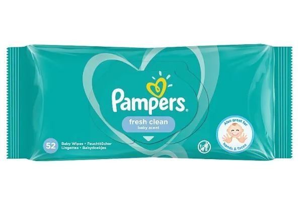 Pampers Fresh Clean Baby Wipes - Baby Scent - Dermatologically Tested - Pack of 52 - Exp: 06/23