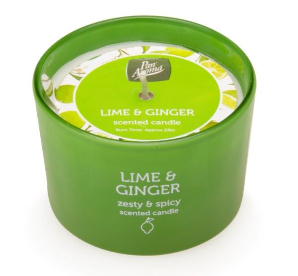 PAN AROMA COLOURED JAR CANDLE - LIME & GINGER - 85G