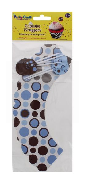 PARTY CRAFT CUPCAKE WRAPPERS BLUE RETRO