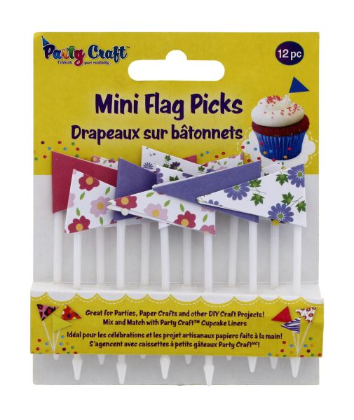 PARTY CRAFT MINI FLAG PICKS FLORAL FLAIR