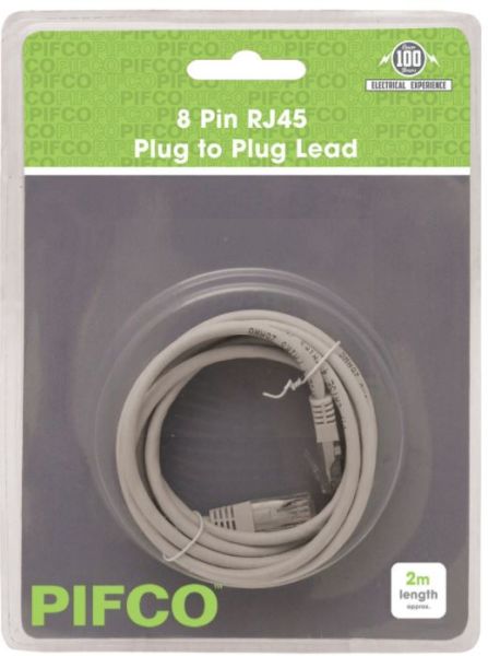 Pifco 8 Pin Rj45 Plug To Plug Lead - 2 Metres