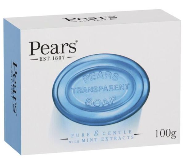 Pears Transparent Soap - Pure & Gentle with Mint Extracts - Dermatologically Tested - 100Grams