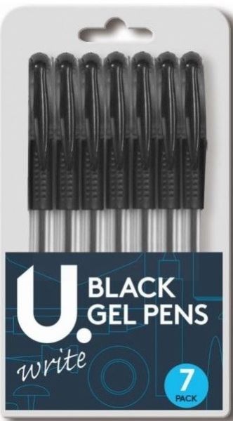 U Write Gel Pens - Black - Pack of 7