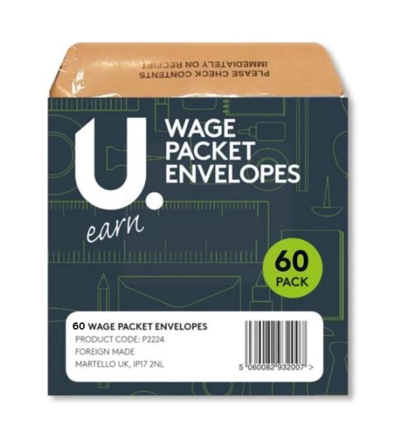 Wage Packet Envelope - Brown - Pack Of 60