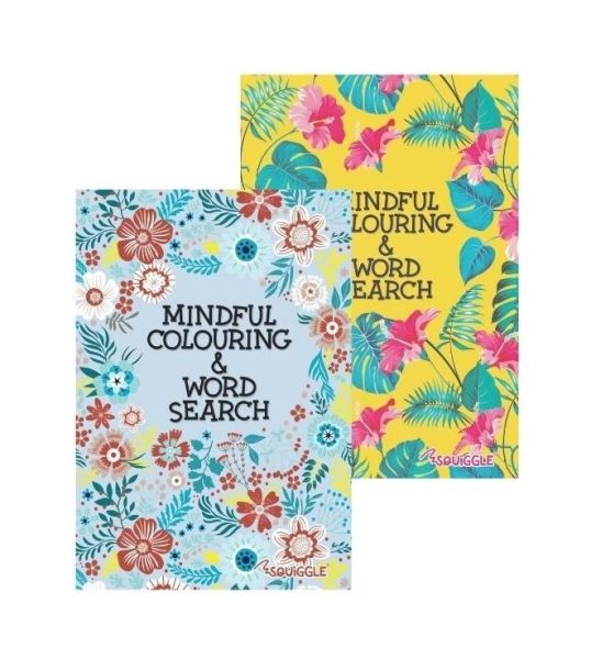 A5 Mindful Colouring & Word Search Book 1 & 2 - Assorted Designs