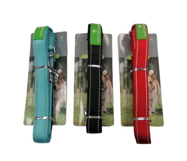 Pets That Play Easy to Use Dog Lead with Hook - Assorted Colours - 2.5cm x 1.2m