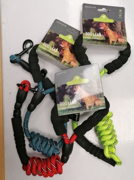 Pets That Play Dog Lead with Hook - Assorted Colours - 12mm x 1500mm