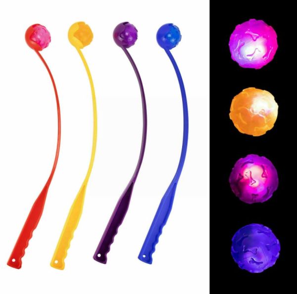Pets That Play Flashing Ball/Squeaker Thrower/Launcher - Assorted Colours - 62cm