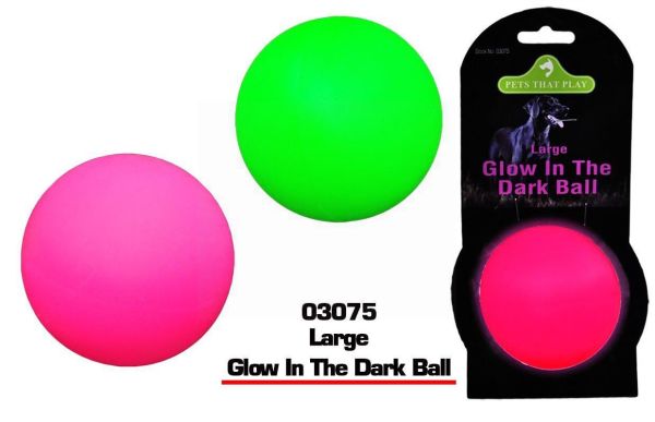 Pets That Play Large Fluorescent Glow in The Dark Ball - Assorted Colours - 8cm