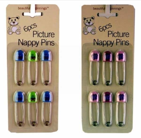 Picture Nappy Pins - Pack Of 6