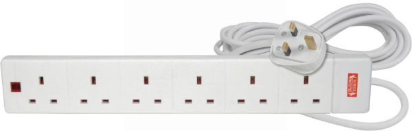 6 Gang Surge Protected Extension Lead - 2 Metres