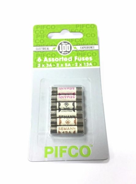 Pifco Assorted Fuses 2 X 3A - 2 X 5A - 2 X 13A - Pack Of 6