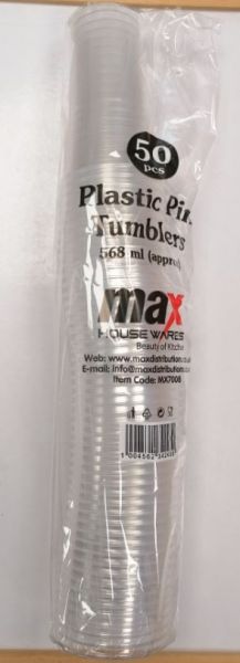 Max House Wares Plastic Pint Tumblers - 568ml - Pack of 50