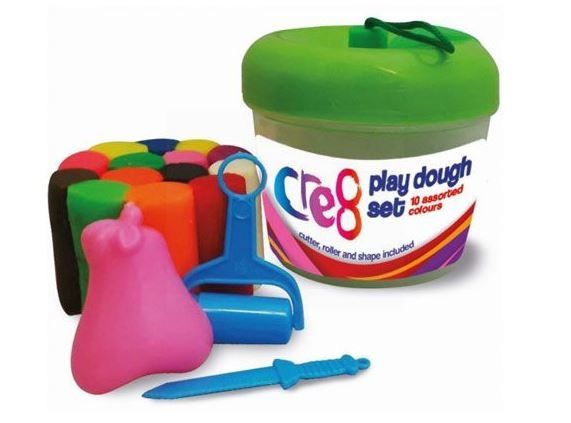 Cre8 Apple Play Dough Set with Cutter, Roller & Shape - Assorted Colours 