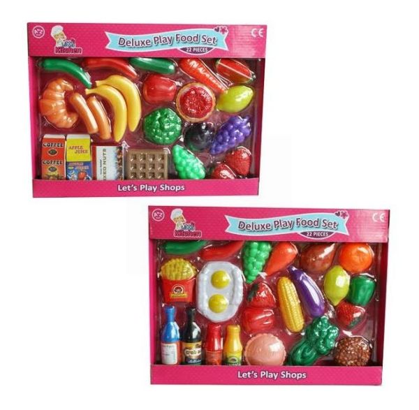My Little Kitchen Deluxe Play 22 Piece Food Set - 37 x 28 x 5cm - Assorted Items