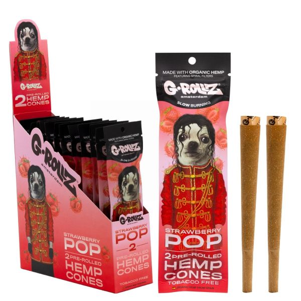 G-ROLLZ KING SIZE 2 HEMP CONES - STRAWBERRY POP - PACK OF 12