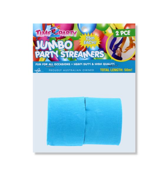 2 PIECE BLUE PARTY STREAMERS JUMBO 50 METER TOTAL