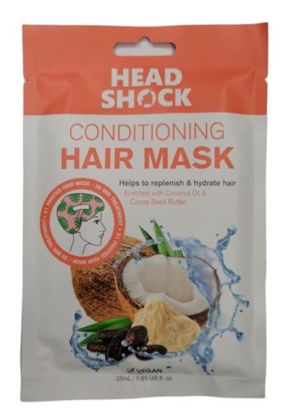 Head Shock Conditioning Printed Hair Mask - Coconut Oil & Cocoa Seed Butter - 25ml